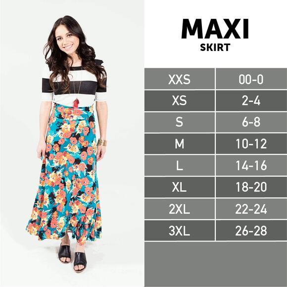 NWT LuLaRoe Maxi skirt 3XL 3X 26/28 black red floral hidden unicorn rare HTF NEW - Picture 9 of 9